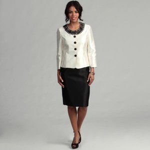 *Markdown* Tahari Off White/Black Elegant Two-Piece Suit Set Size 8P